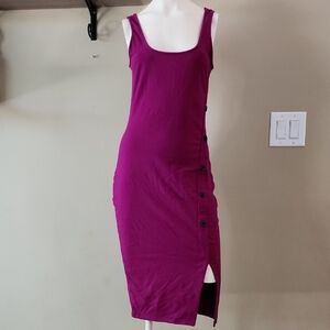 🔴 Express Pink Ruched Sleeveless Bodycon Midi Dress